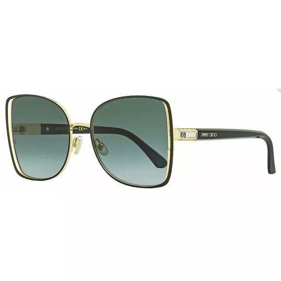 Jimmy Choo Frieda Metal Frame gold Green Lens Oversized Butterfly Sunglasses